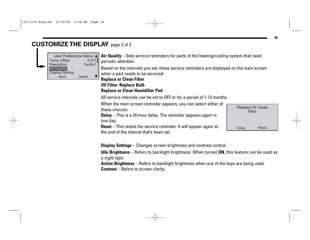 Customize the display | Robertshaw 9725i2 USERS MANUAL User Manual | Page 18 / 32