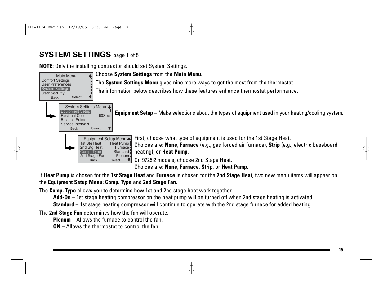 System settings | Robertshaw 9725i2 USERS MANUAL User Manual | Page 19 / 32
