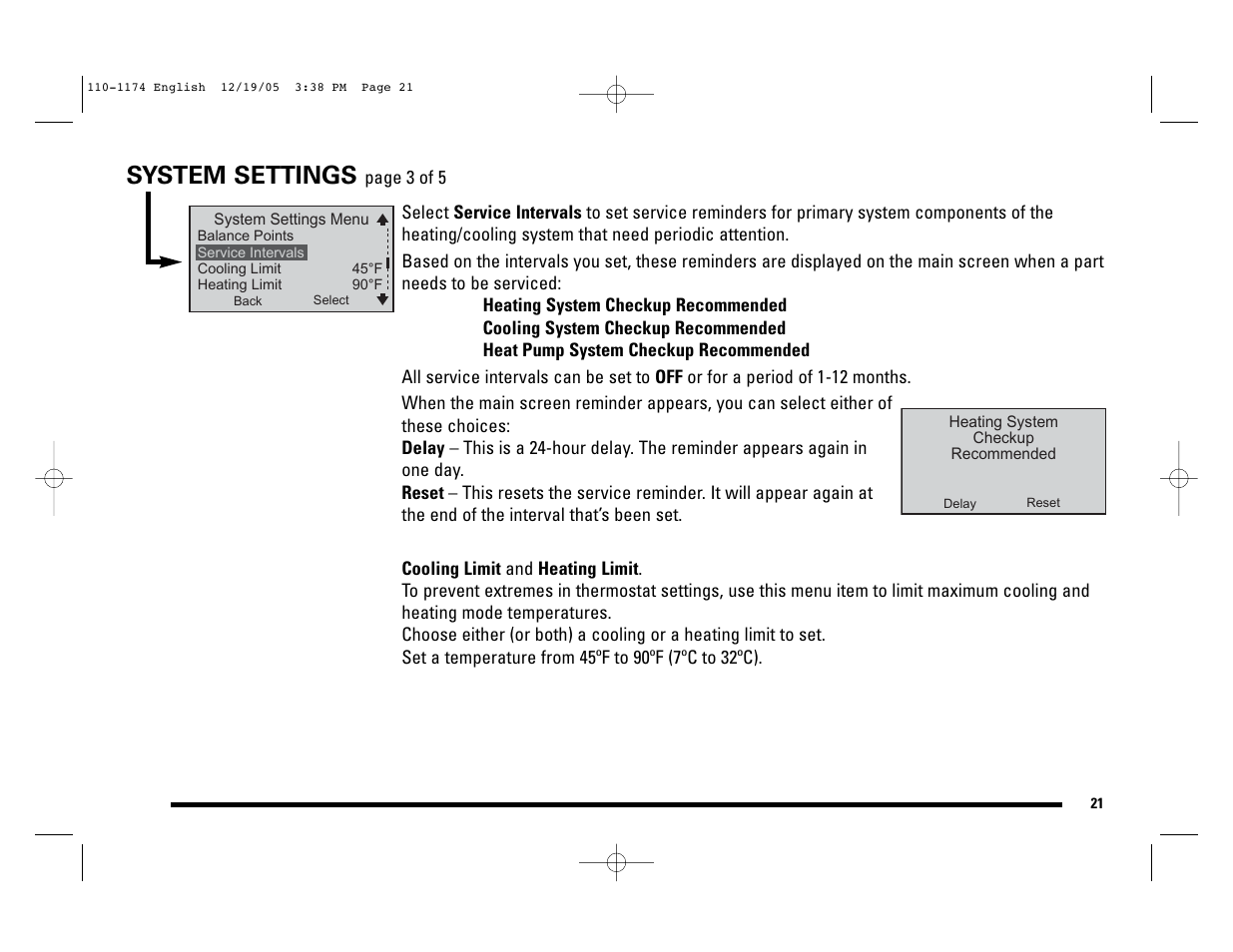 System settings | Robertshaw 9725i2 USERS MANUAL User Manual | Page 21 / 32