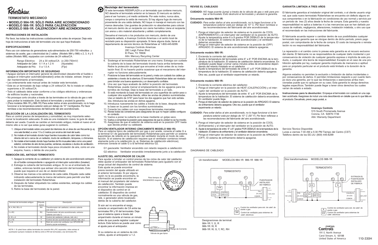 330h | Robertshaw 988-1R User Manual | Page 2 / 2