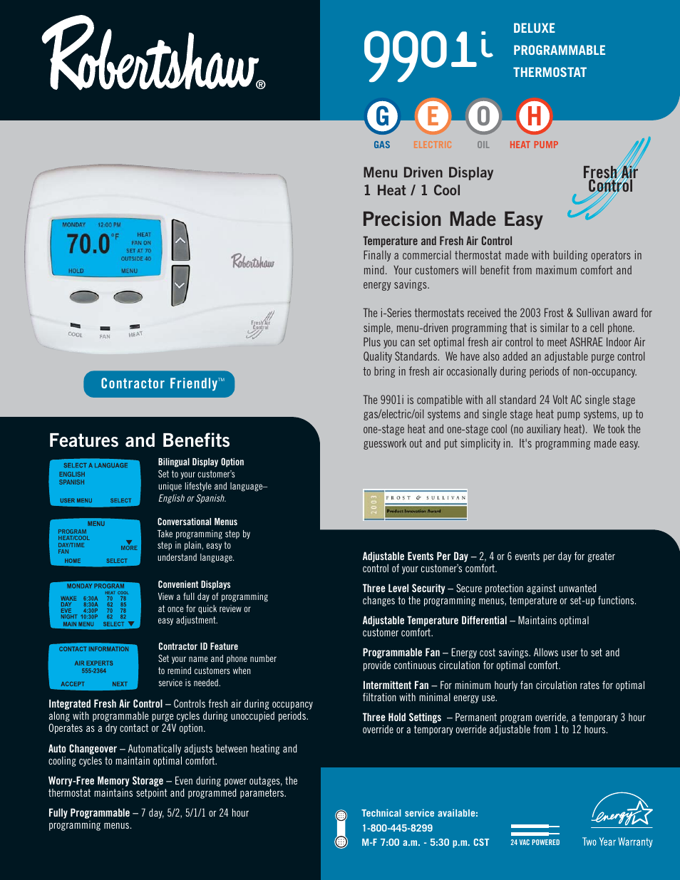 Robertshaw 9901i User Manual | 2 pages