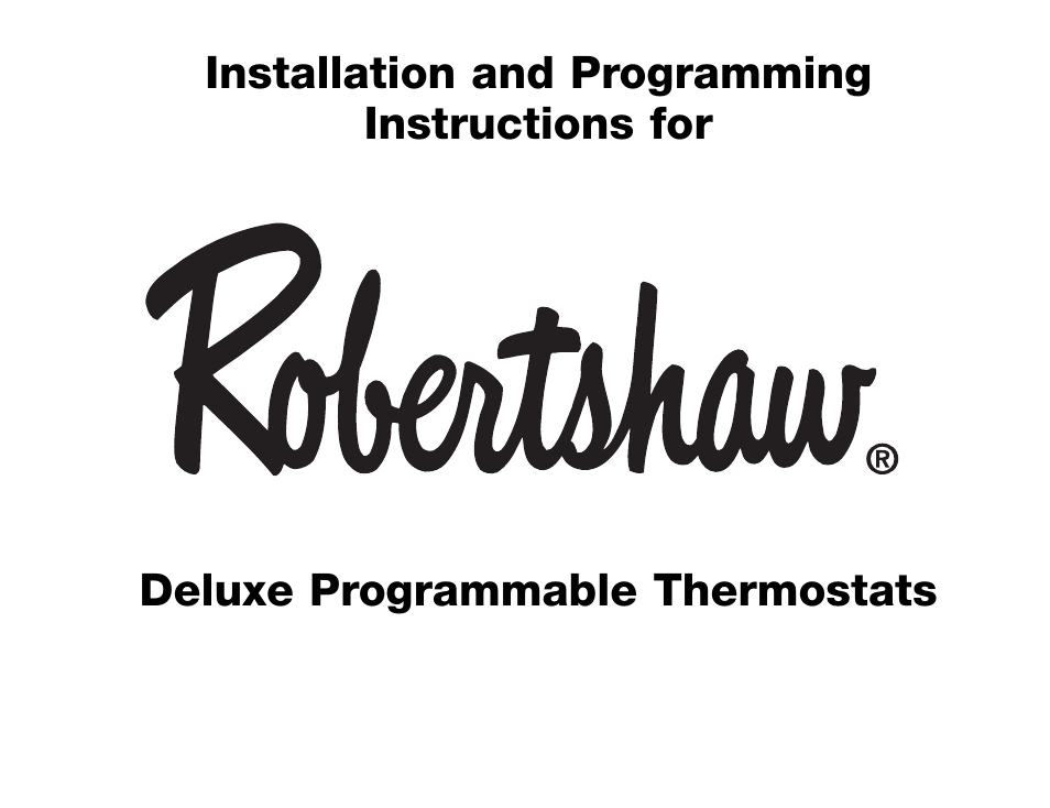 Robertshaw Deluxe Programmable User Manual | 40 pages
