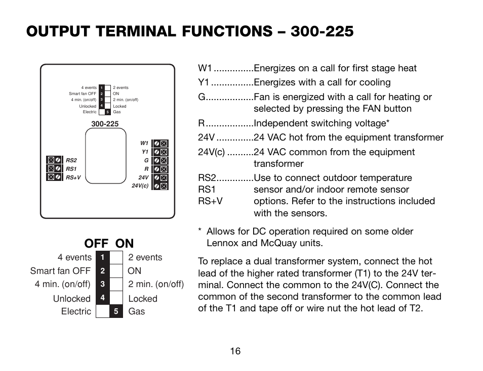 Off on | Robertshaw Deluxe Programmable User Manual | Page 16 / 40