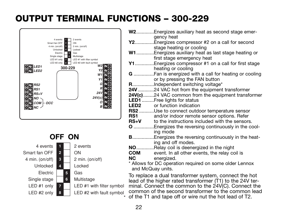 Off on | Robertshaw Deluxe Programmable User Manual | Page 22 / 40