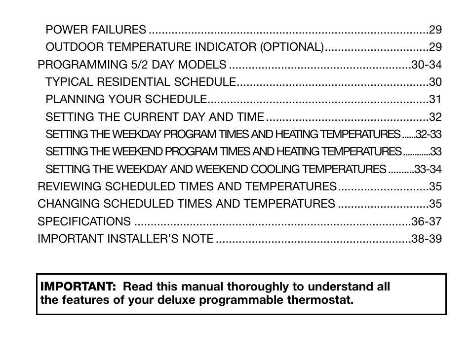 Robertshaw Deluxe Programmable User Manual | Page 3 / 40