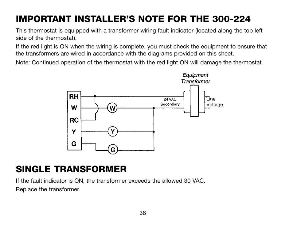 Single transformer | Robertshaw Deluxe Programmable User Manual | Page 38 / 40