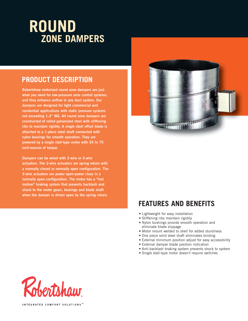 Robertshaw ROUND ZONE DAMPERS User Manual | 2 pages