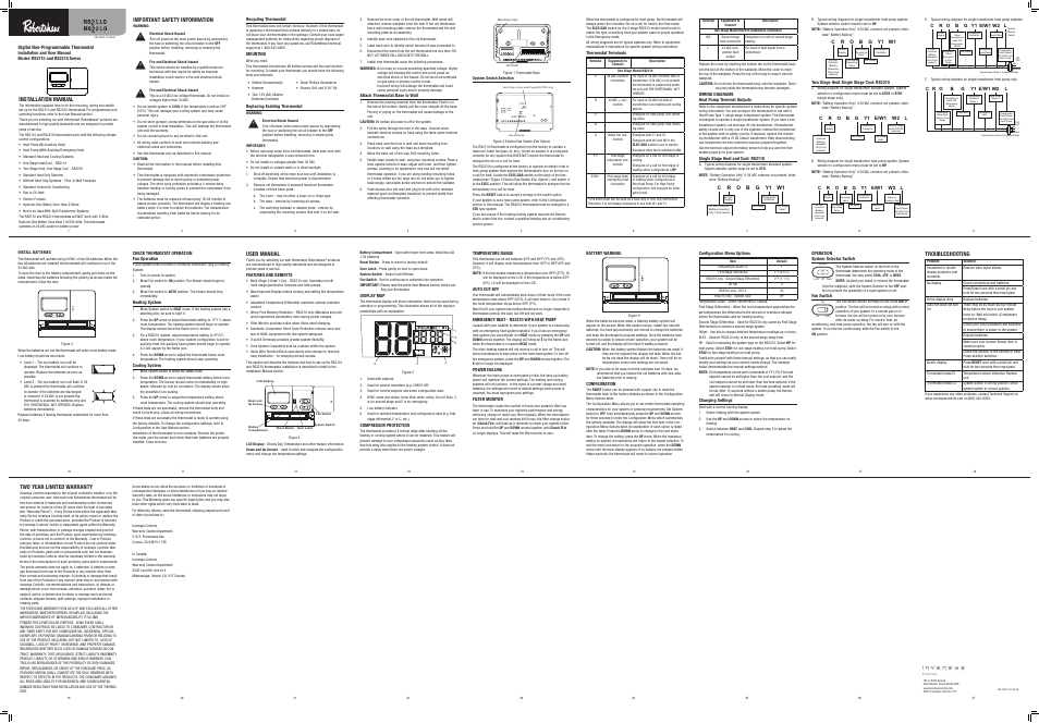 Robertshaw RS2210_С User Manual | 2 pages