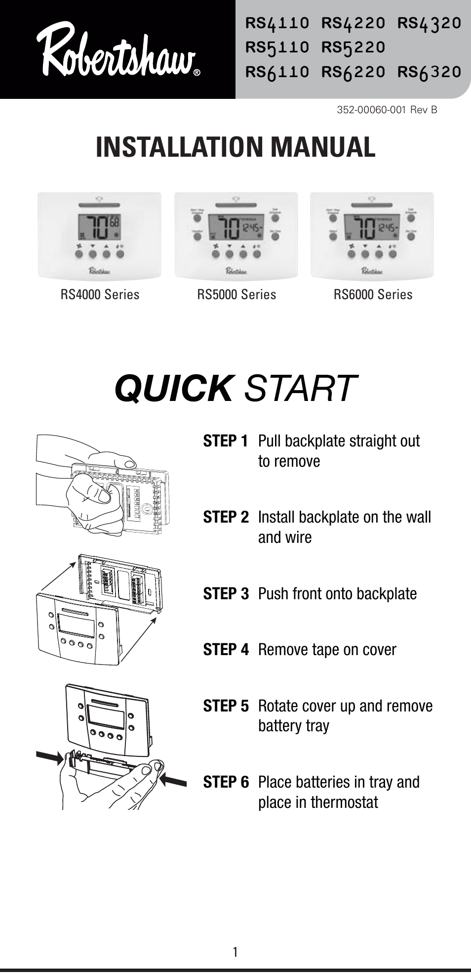 Robertshaw RS6320 User Manual | 32 pages