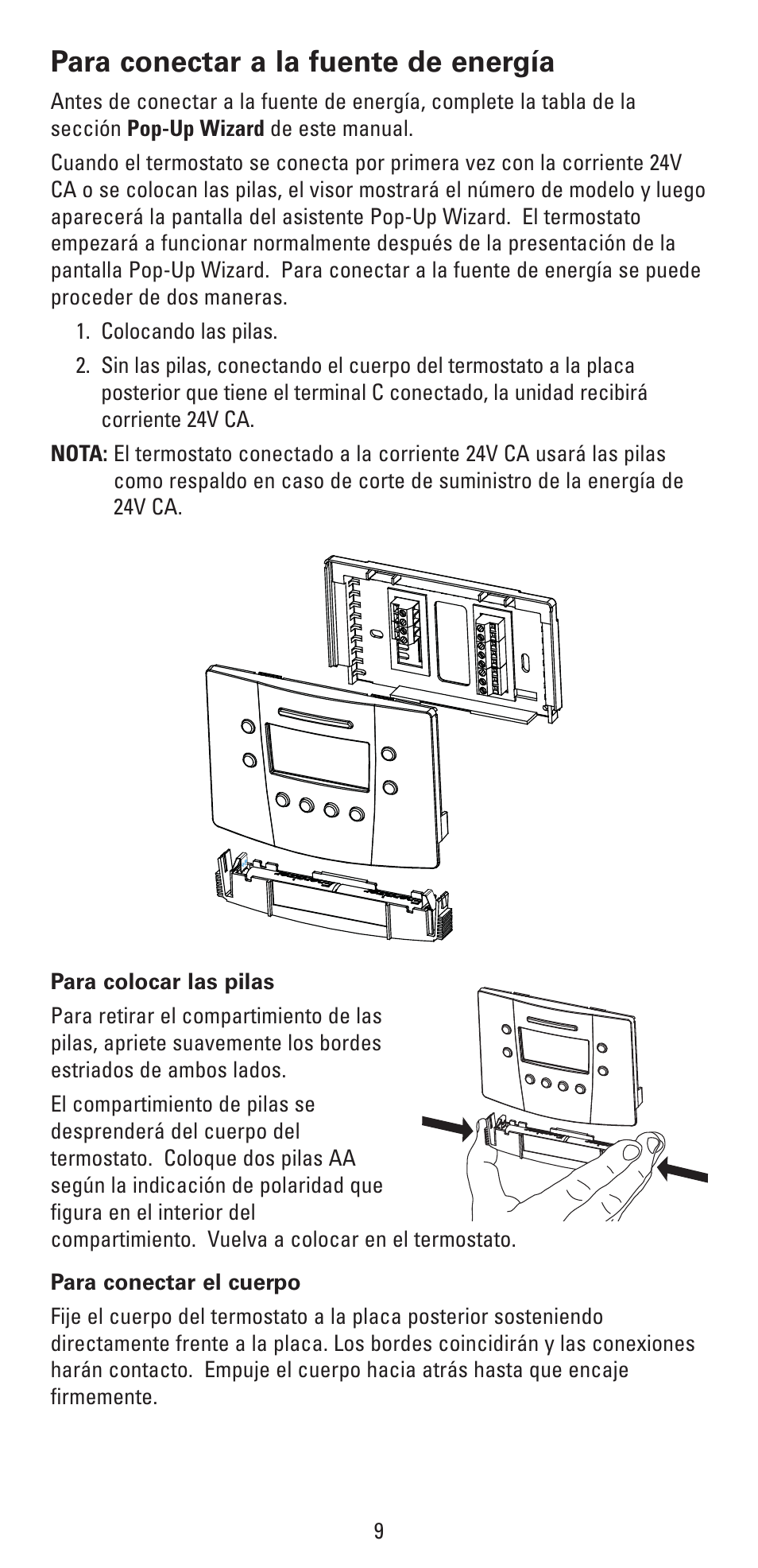 Para conectar a la fuente de energía | Robertshaw RS6320 User Manual | Page 25 / 32