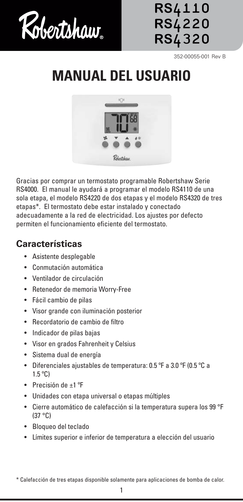 Manual del usuario | Robertshaw RS4320 USERS MANUAL User Manual | Page 13 / 24