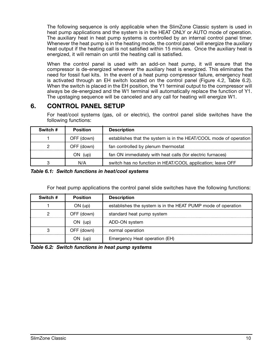 Control panel setup | Robertshaw SlimZone CLASSIC ZONE CONTROL SYSTEM User Manual | Page 12 / 19