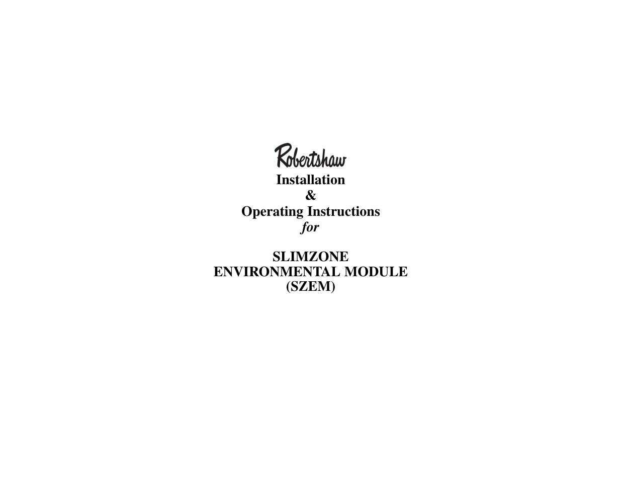Robertshaw SLIMZONE ENVIRONMENTAL MODULE User Manual | 16 pages