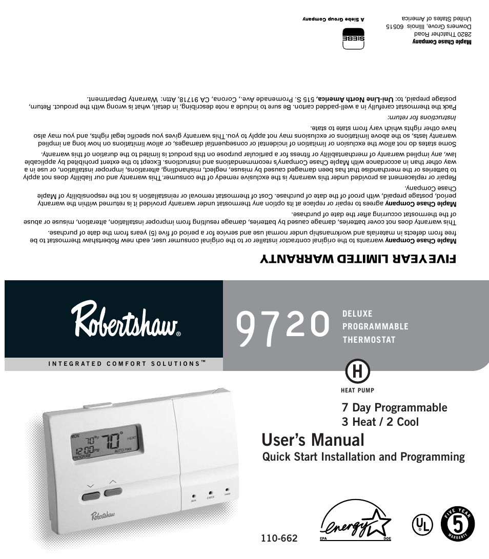 Robertshaw 9720 User Manual | 40 pages