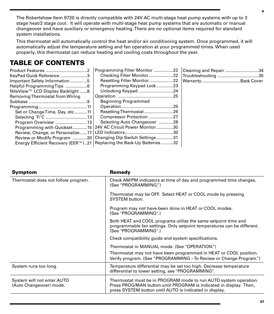 Robertshaw 9720 User Manual | Page 4 / 40