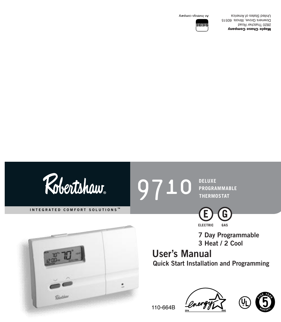 Robertshaw 9710 User Manual | 20 pages