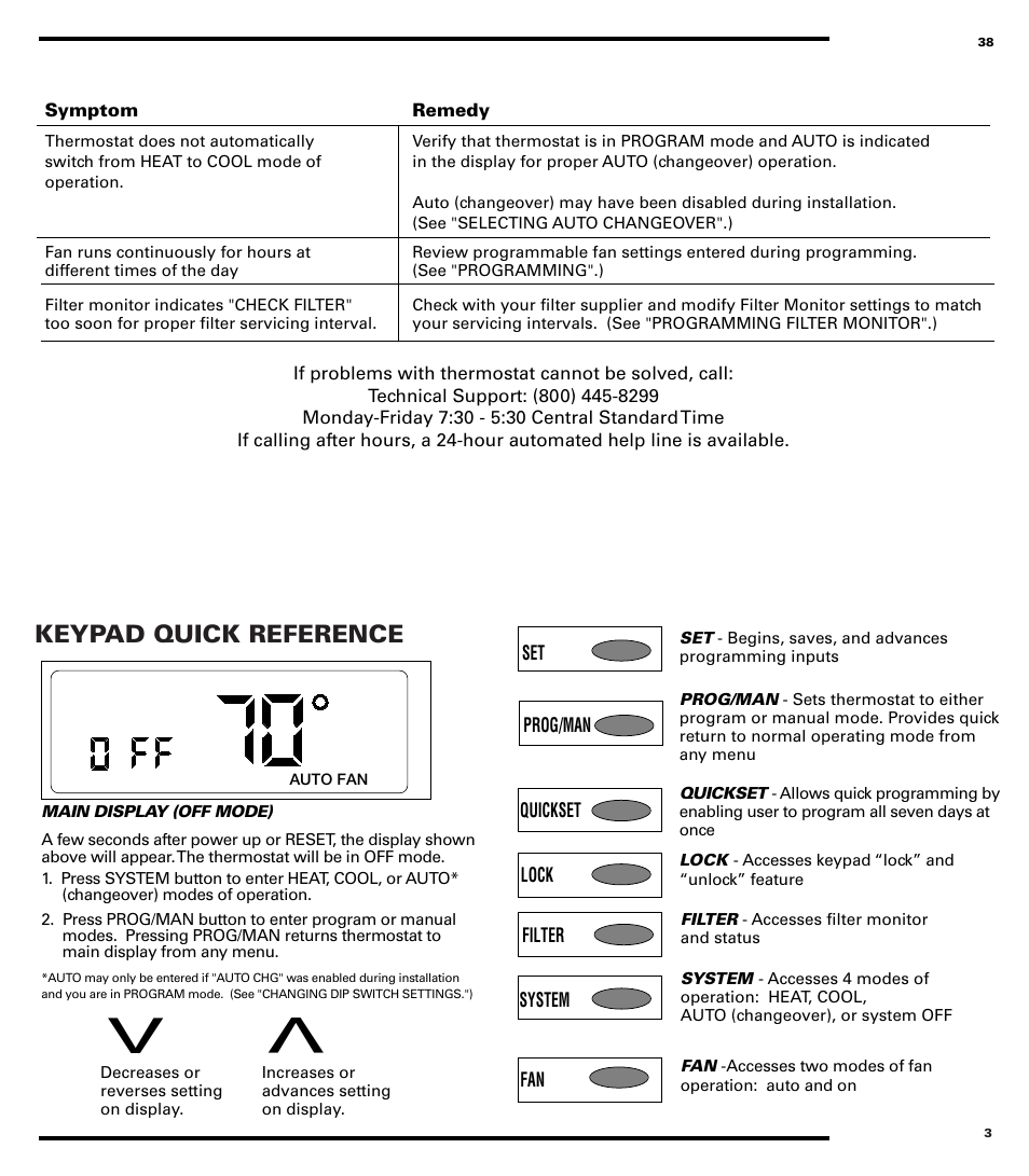 Keypad quick reference | Robertshaw 9710 User Manual | Page 3 / 20