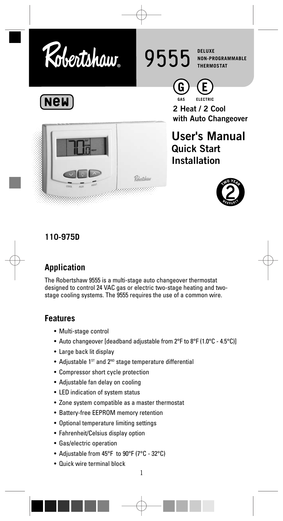 Robertshaw 9555 User Manual | 12 pages