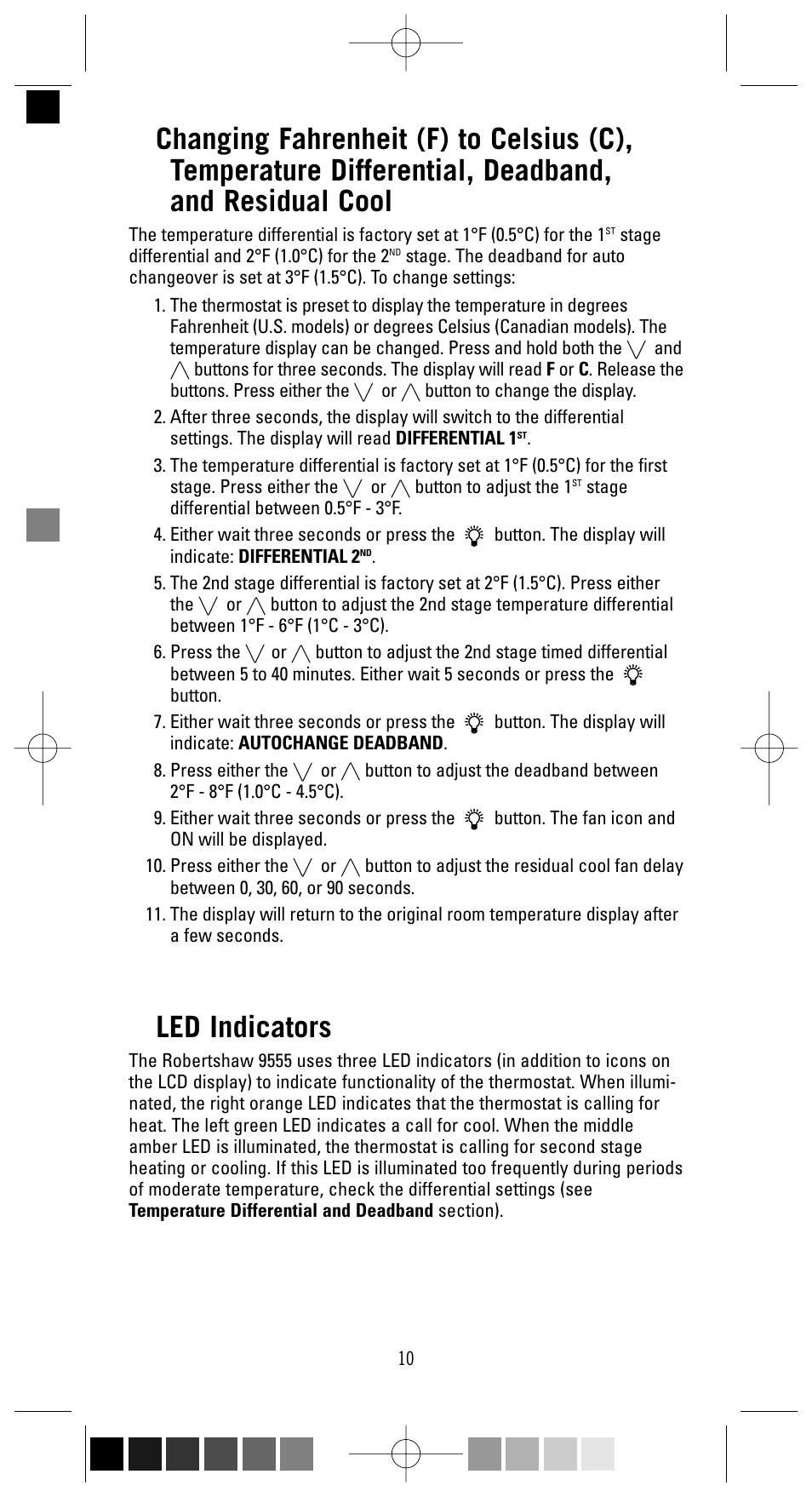 Led indicators | Robertshaw 9555 User Manual | Page 10 / 12