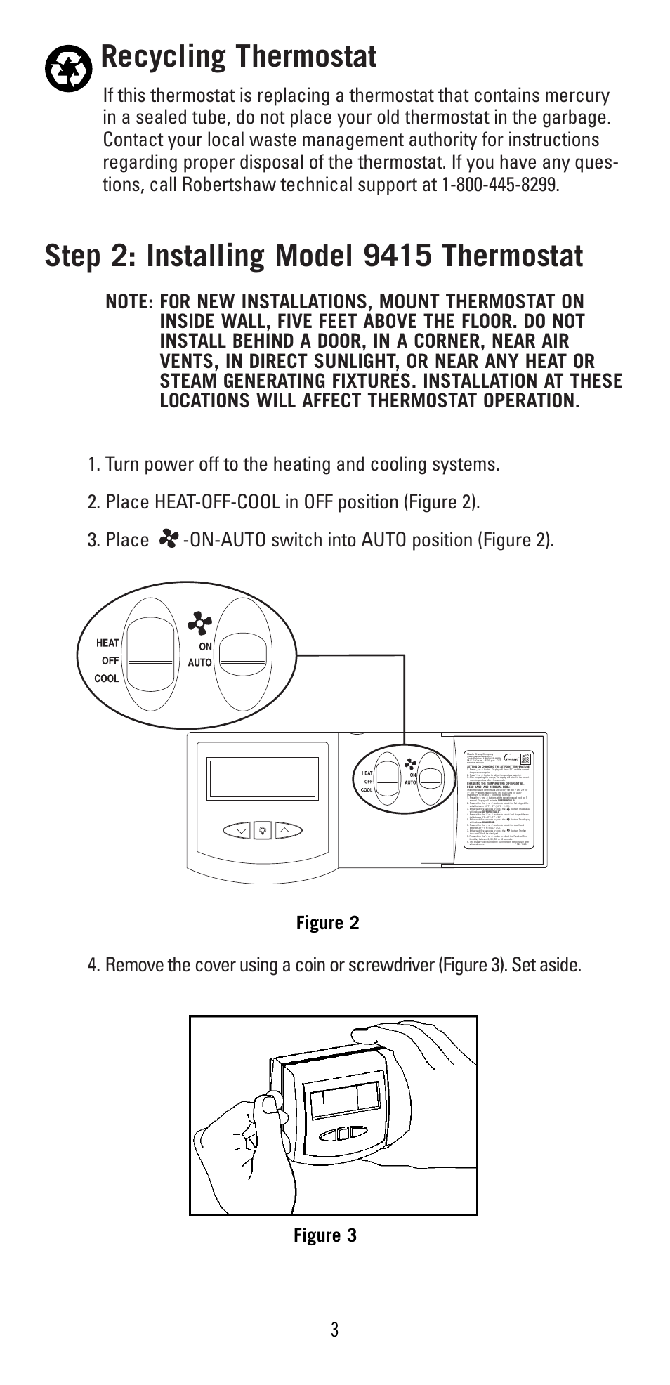 Recycling thermostat, Figure 3, Figure 2 | Robertshaw 9415 User Manual | Page 3 / 12