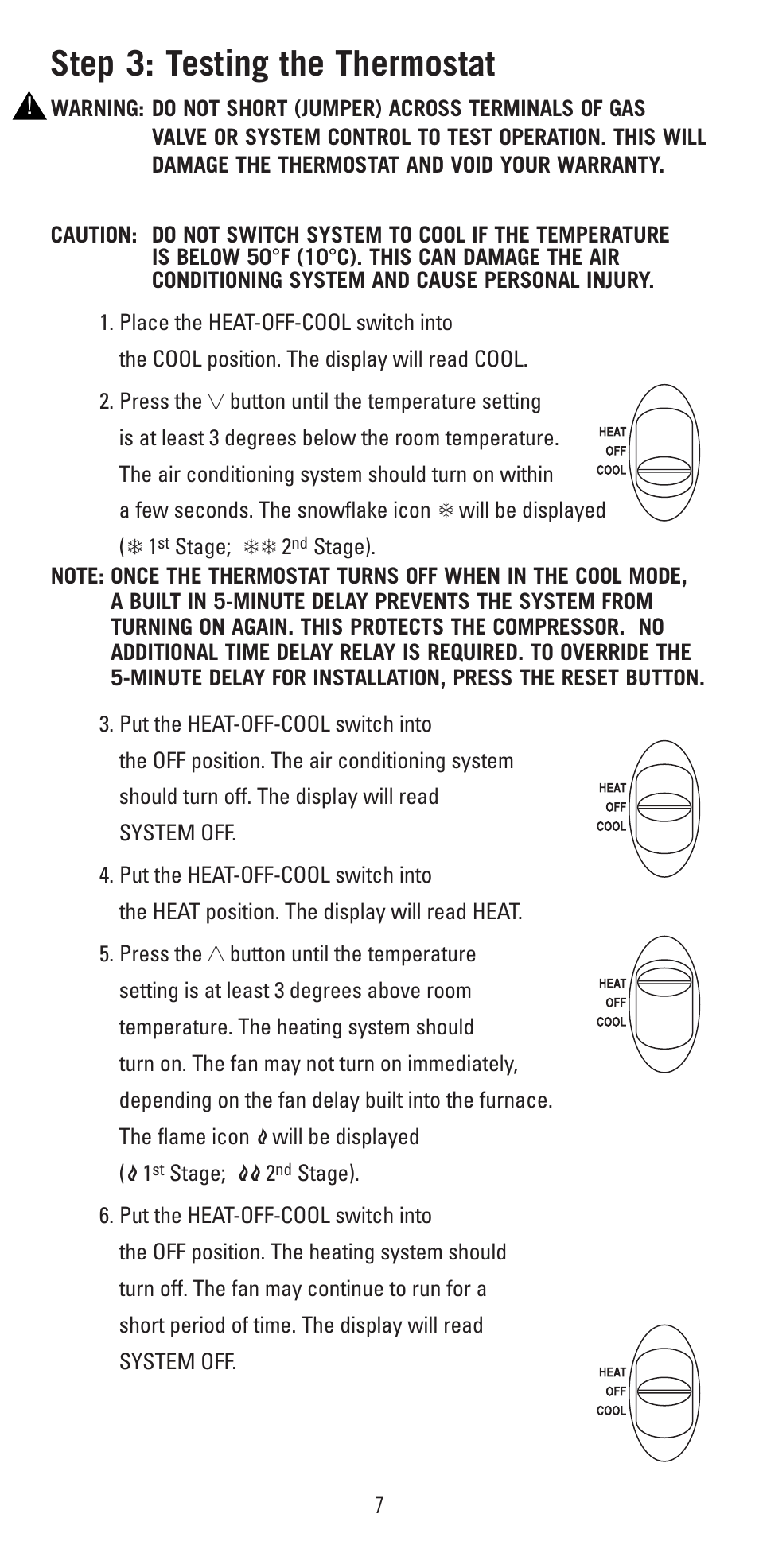 Step 3: testing the thermostat | Robertshaw 9415 User Manual | Page 7 / 12