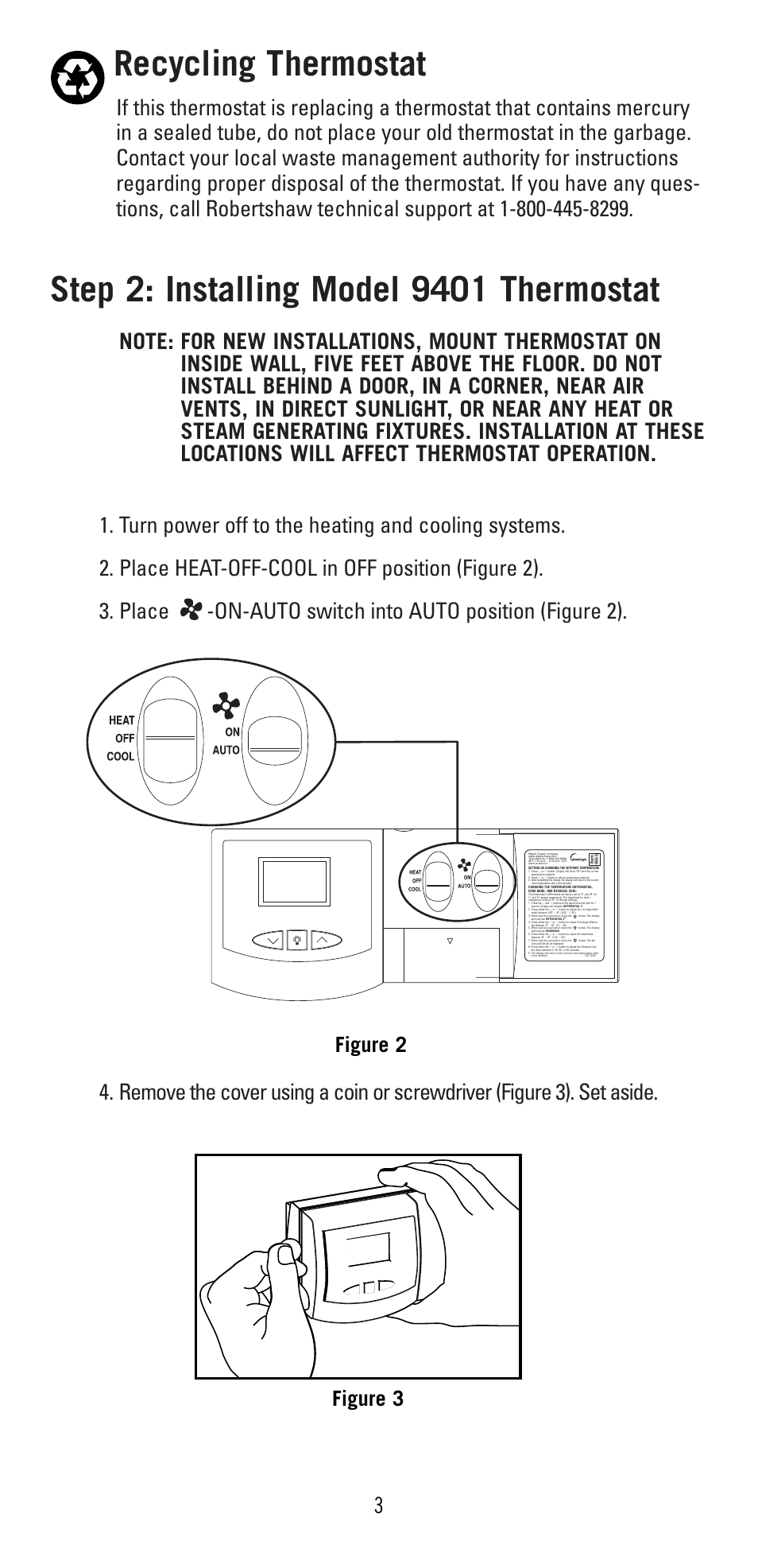 Recycling thermostat, Figure 3, Figure 2 | Robertshaw 9401 User Manual | Page 3 / 12