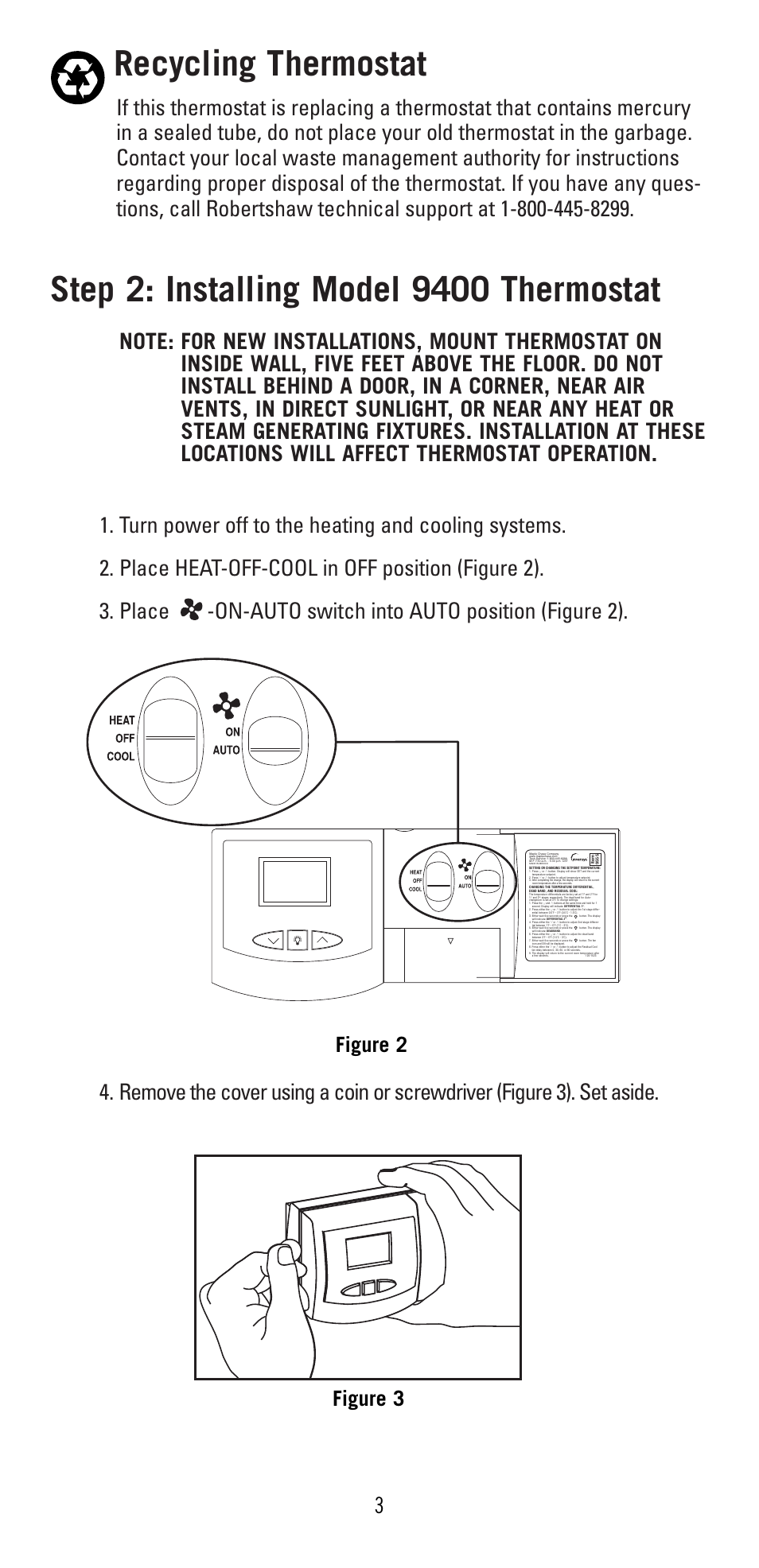Recycling thermostat, Figure 3, Figure 2 | Robertshaw 9400 User Manual | Page 3 / 11