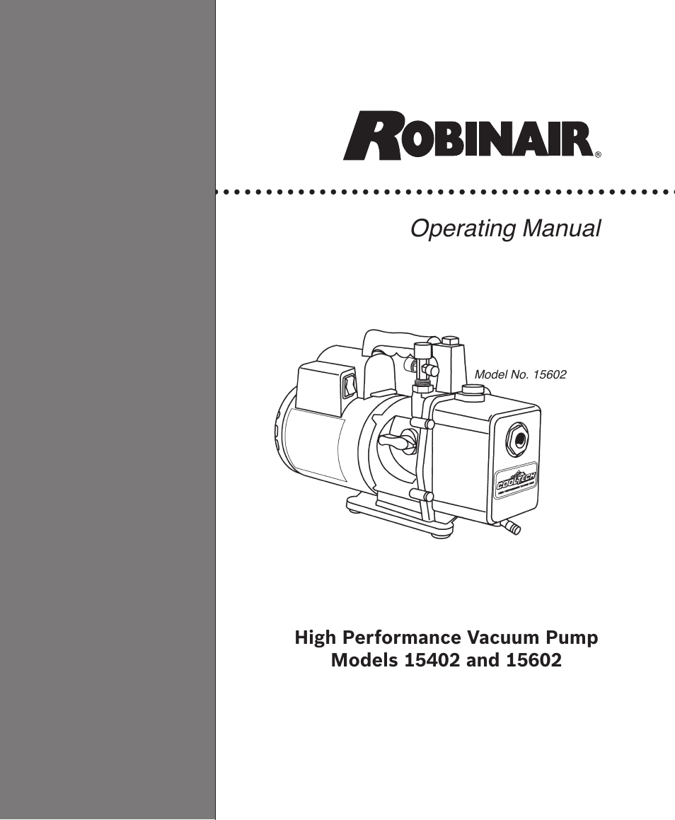 Robinair Models 15402 User Manual | 12 pages