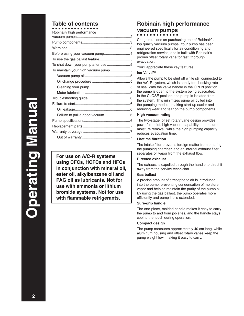 Robinair Model 15401 User Manual | Page 2 / 8