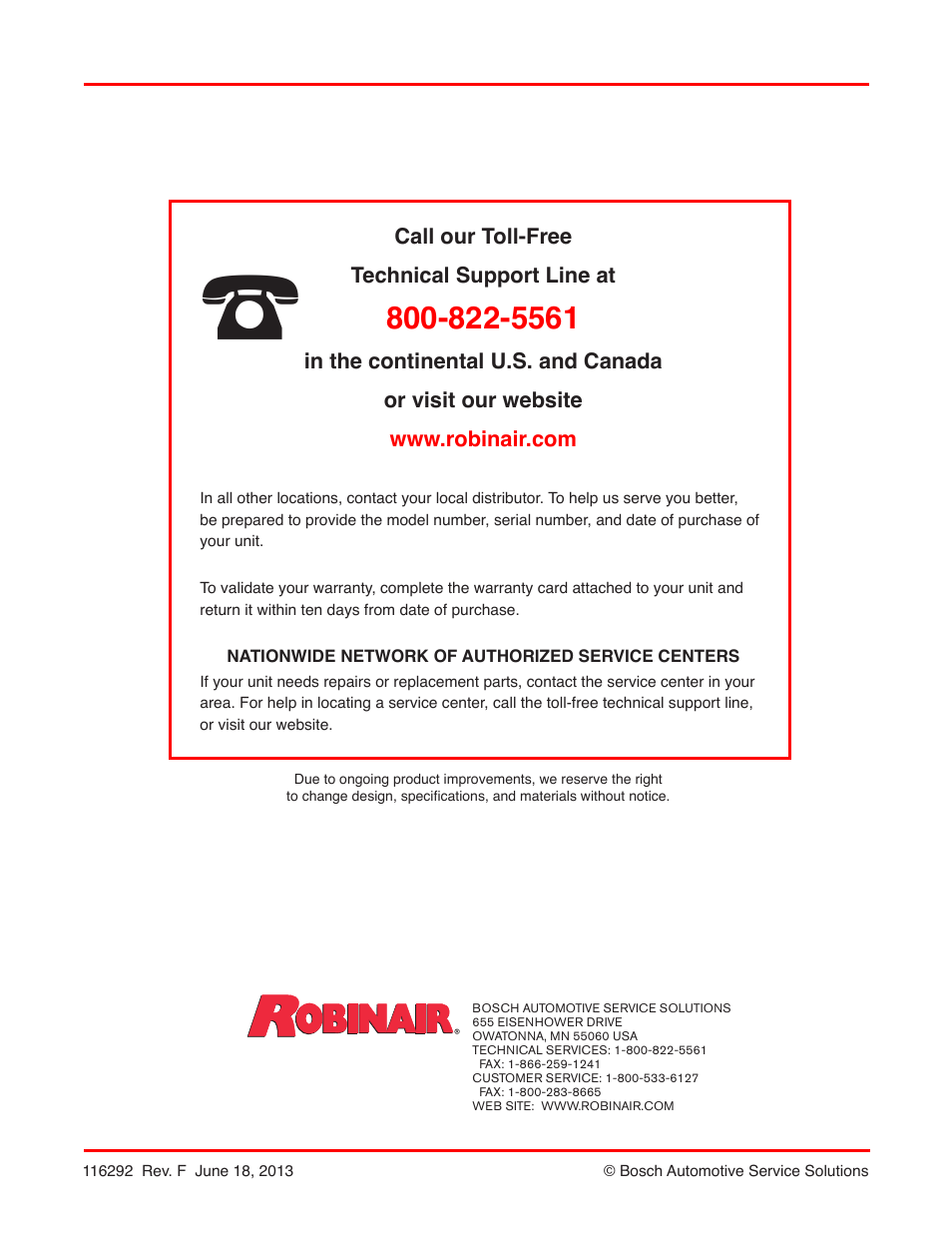 Robinair Model 15401 User Manual | Page 8 / 8