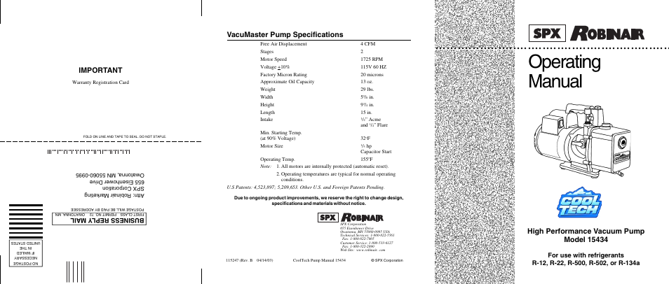Robinair 15434 User Manual | 14 pages