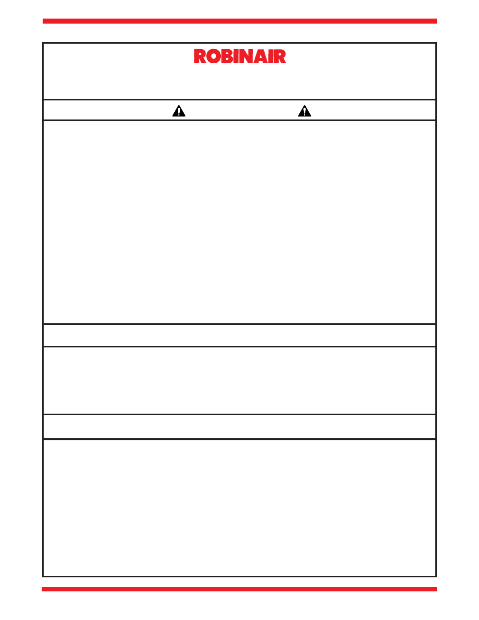 Warning, Attention | Robinair 348012K Recovery, Recycling, Recharging Unit User Manual | Page 2 / 32