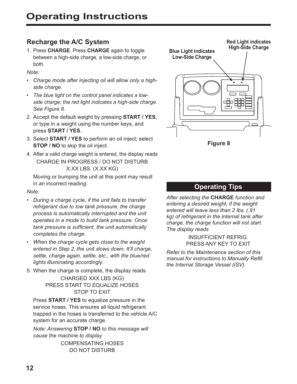 Operating instructions | Robinair 34788-I Recovery, Recycling, Recharging Unit User Manual | Page 14 / 24