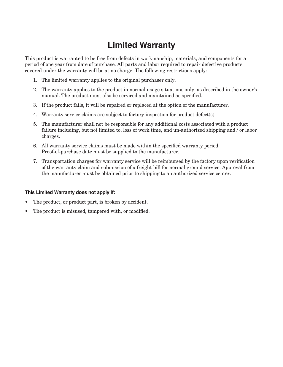 Limited warranty | Robinair 17580 Air Conditioning Component Flusher User Manual | Page 15 / 16