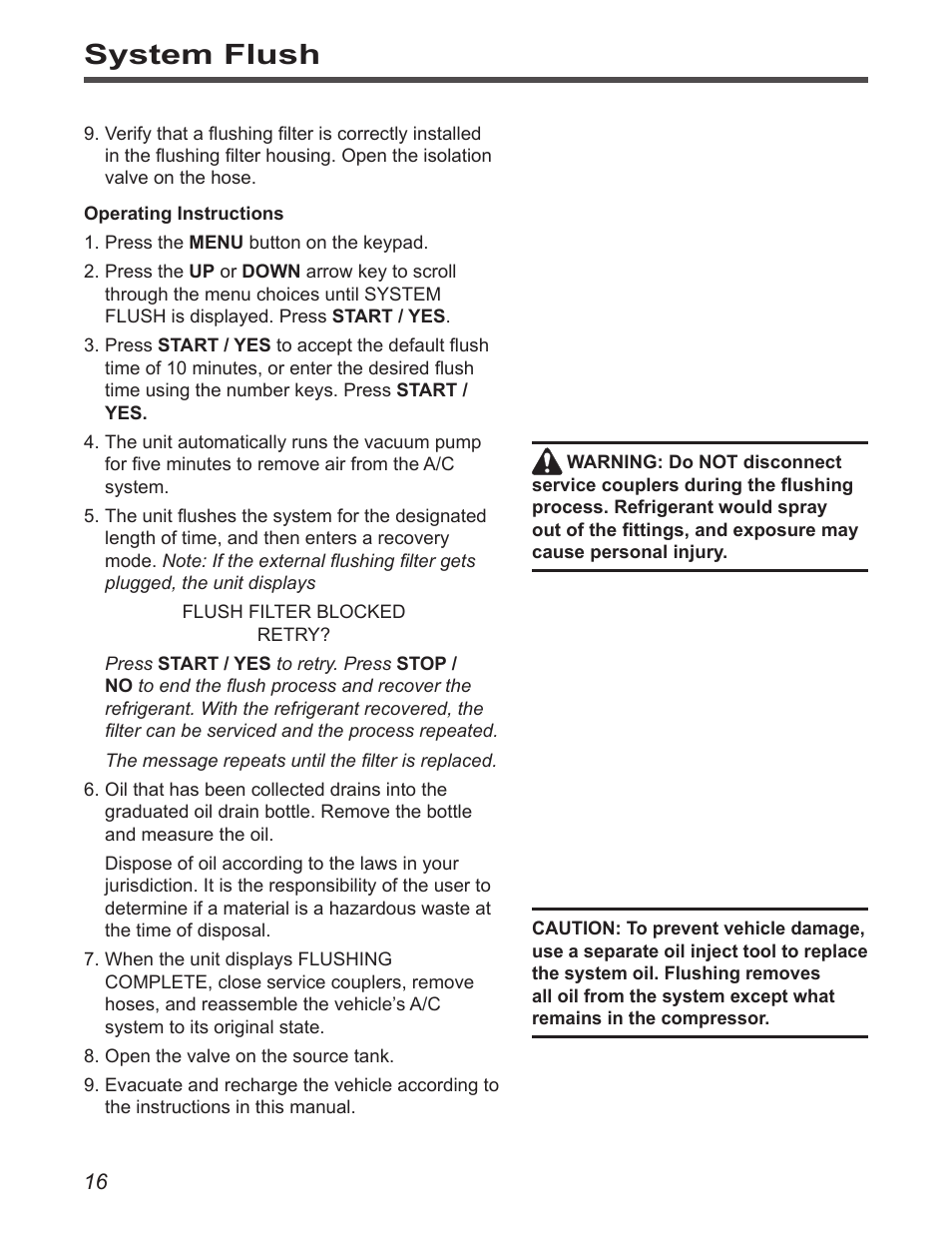 System flush | Robinair 34788-H Recovery, Recycling, Recharging Unit User Manual | Page 18 / 28