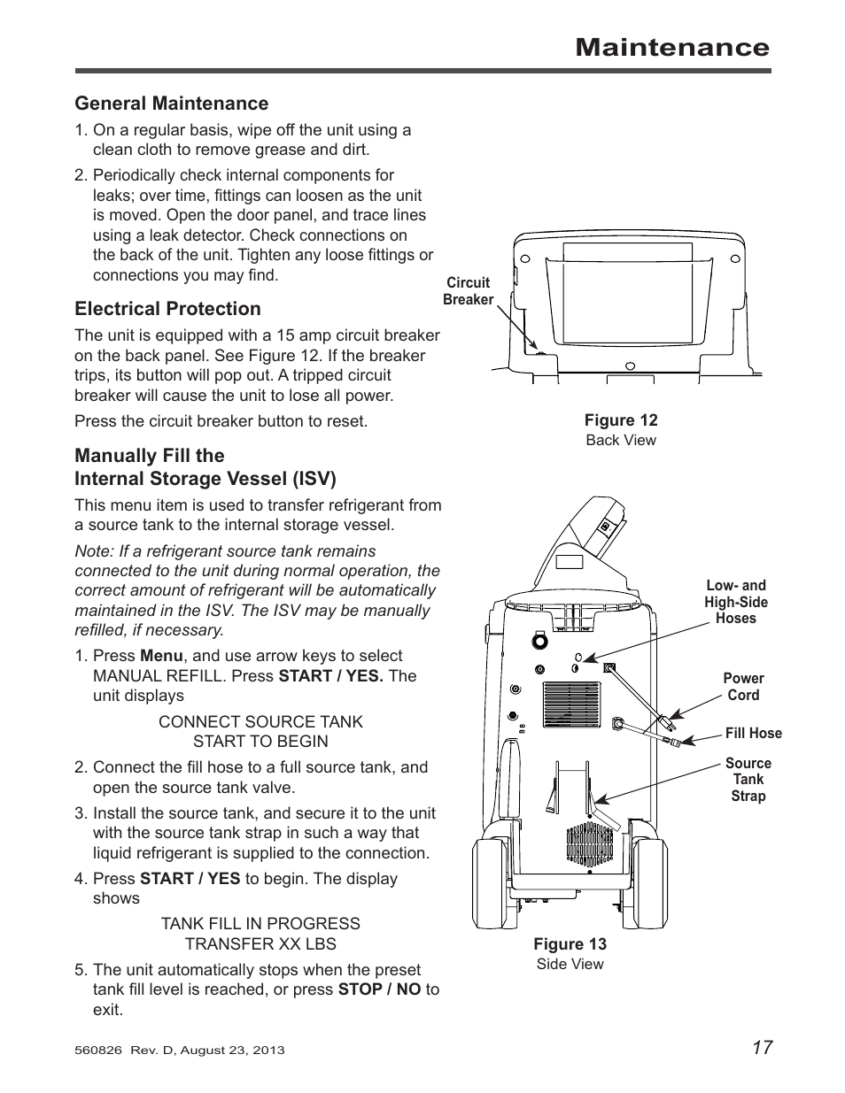 Maintenance | Robinair 34788-H Recovery, Recycling, Recharging Unit User Manual | Page 19 / 28