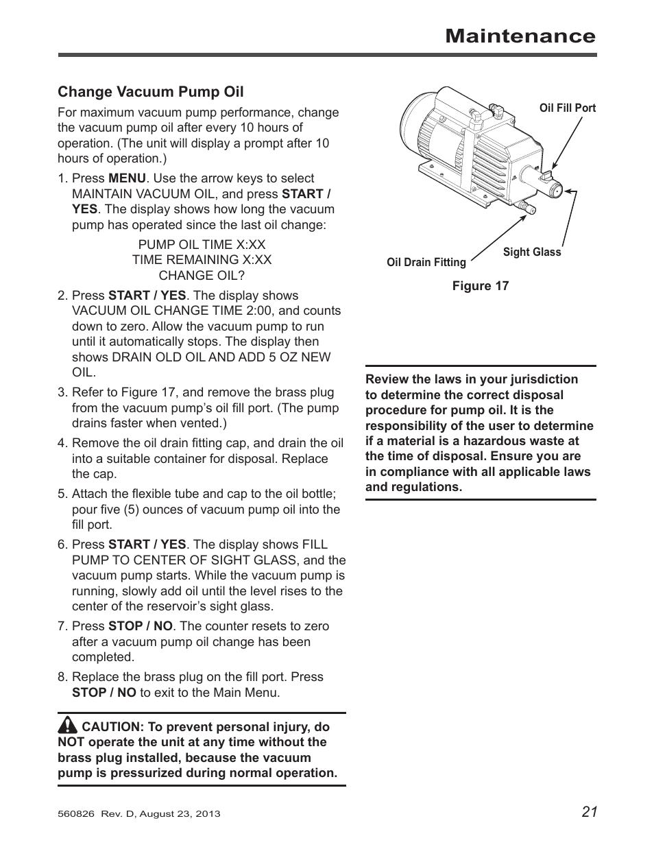 Maintenance | Robinair 34788-H Recovery, Recycling, Recharging Unit User Manual | Page 23 / 28