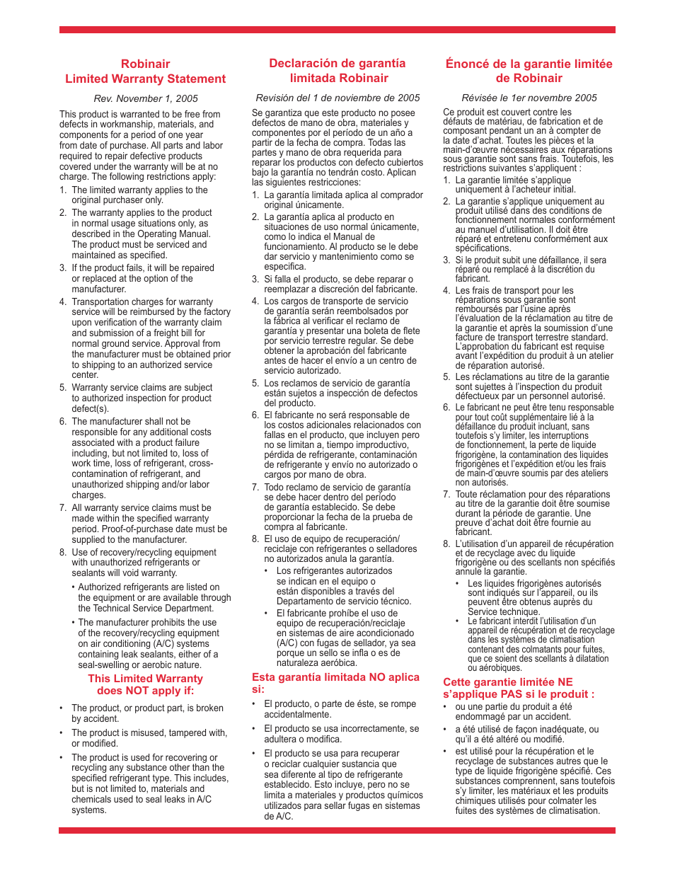 Robinair 34788-H Recovery, Recycling, Recharging Unit User Manual | Page 27 / 28