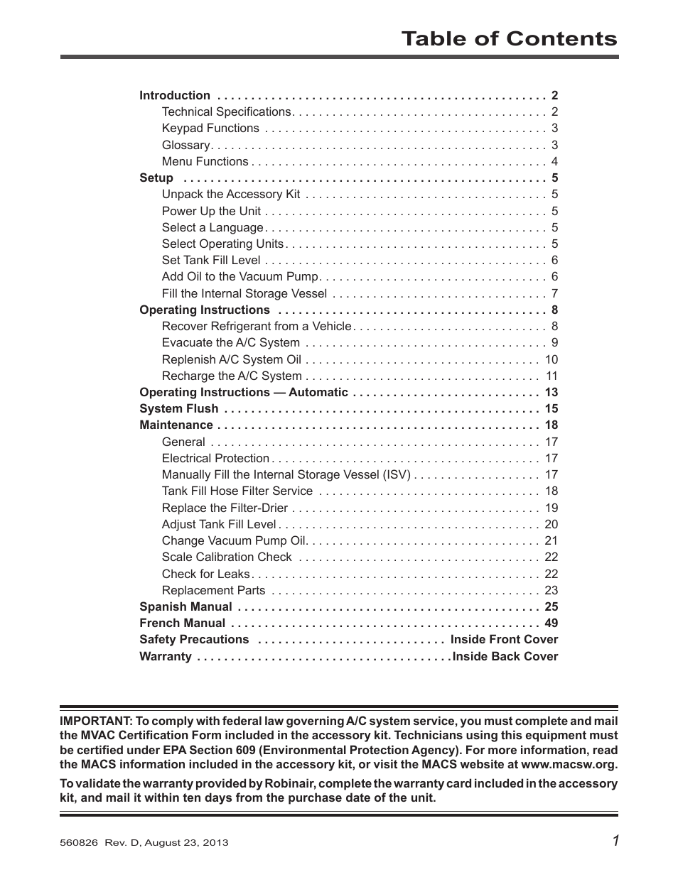 Robinair 34788-H Recovery, Recycling, Recharging Unit User Manual | Page 3 / 28