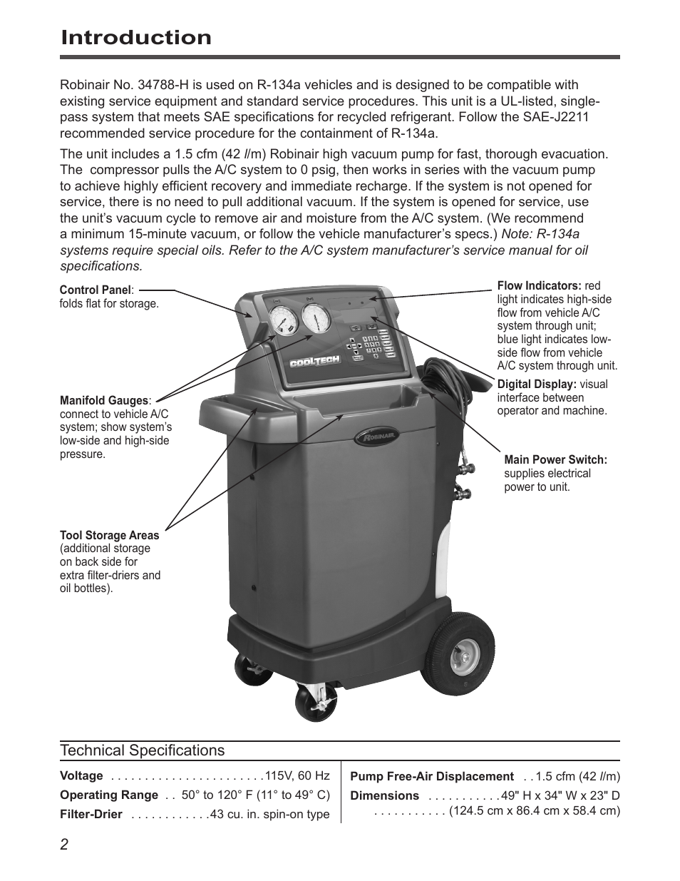 Introduction | Robinair 34788-H Recovery, Recycling, Recharging Unit User Manual | Page 4 / 28