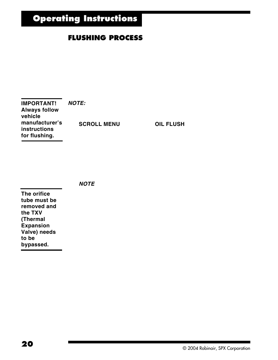 Operating instructions, Flushing process | Robinair ACR2005 Air Conditioning and Refrigerant Service Solution User Manual | Page 22 / 32