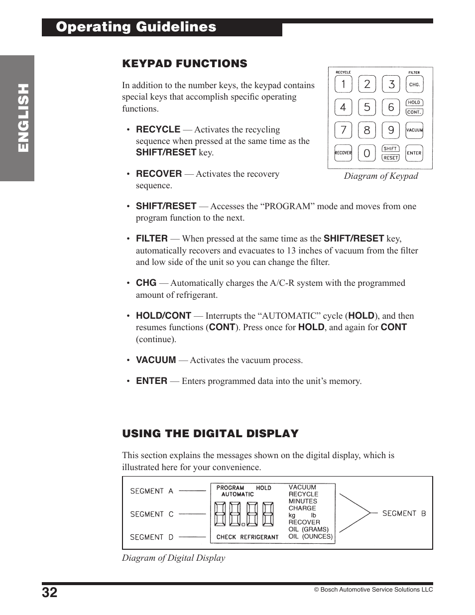 32 english, Operating guidelines | Robinair 17801B Recovery, Recycling, Recharging Unit User Manual | Page 34 / 52