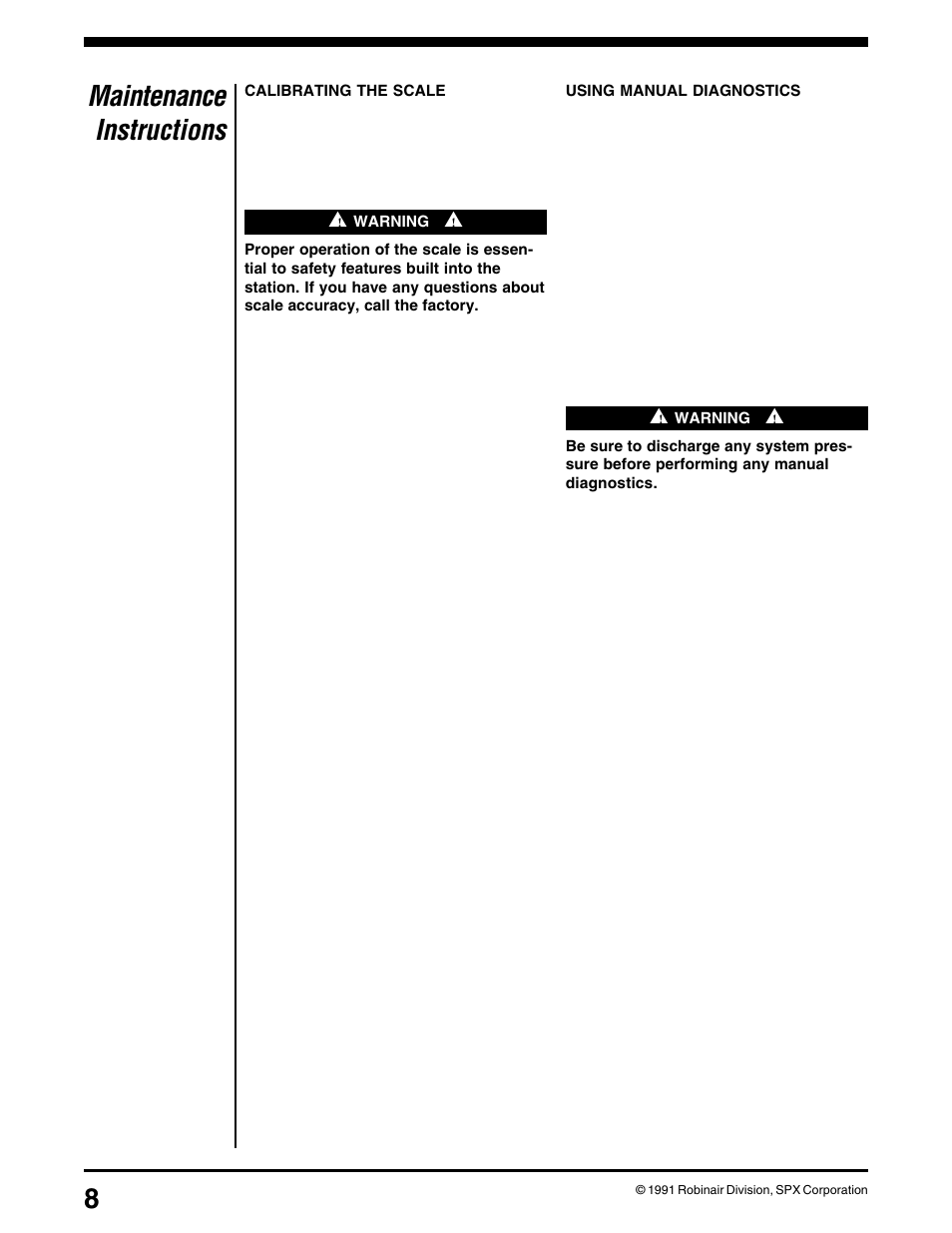 Maintenance instructions | Robinair 34100 Automatic A-C Charging Station User Manual | Page 10 / 16