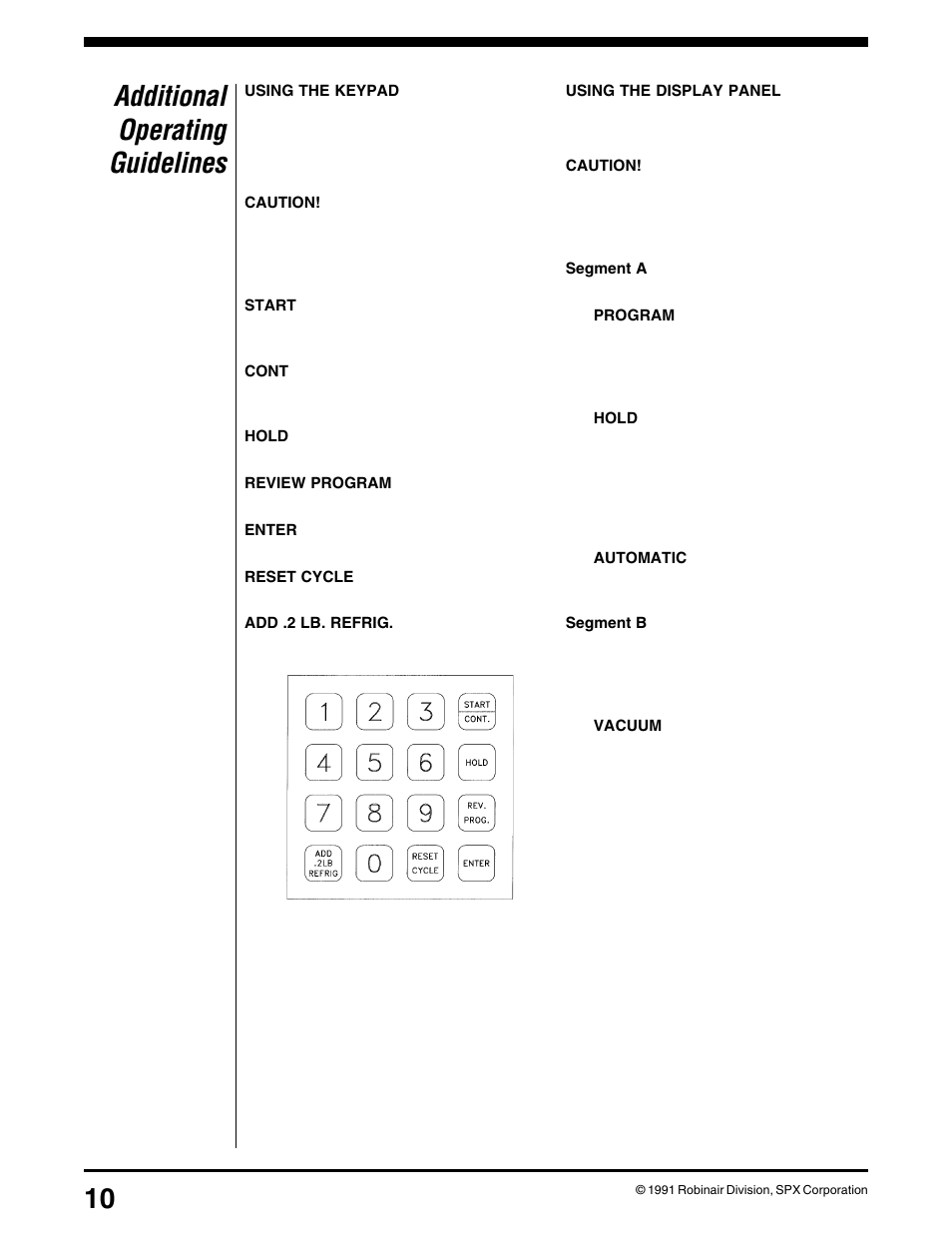 Additional operating guidelines | Robinair 34100 Automatic A-C Charging Station User Manual | Page 12 / 16