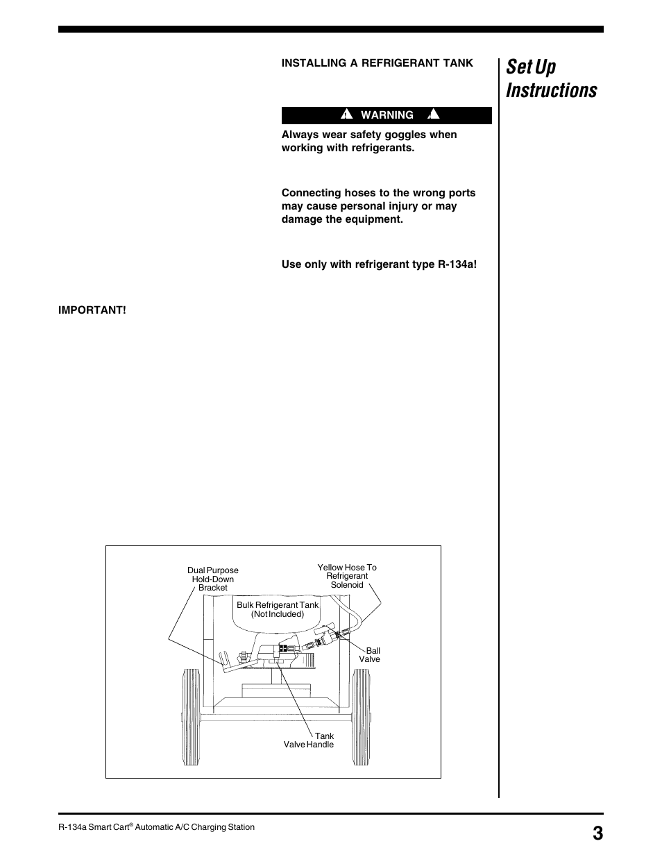 Set up instructions | Robinair 34100 Automatic A-C Charging Station User Manual | Page 5 / 16