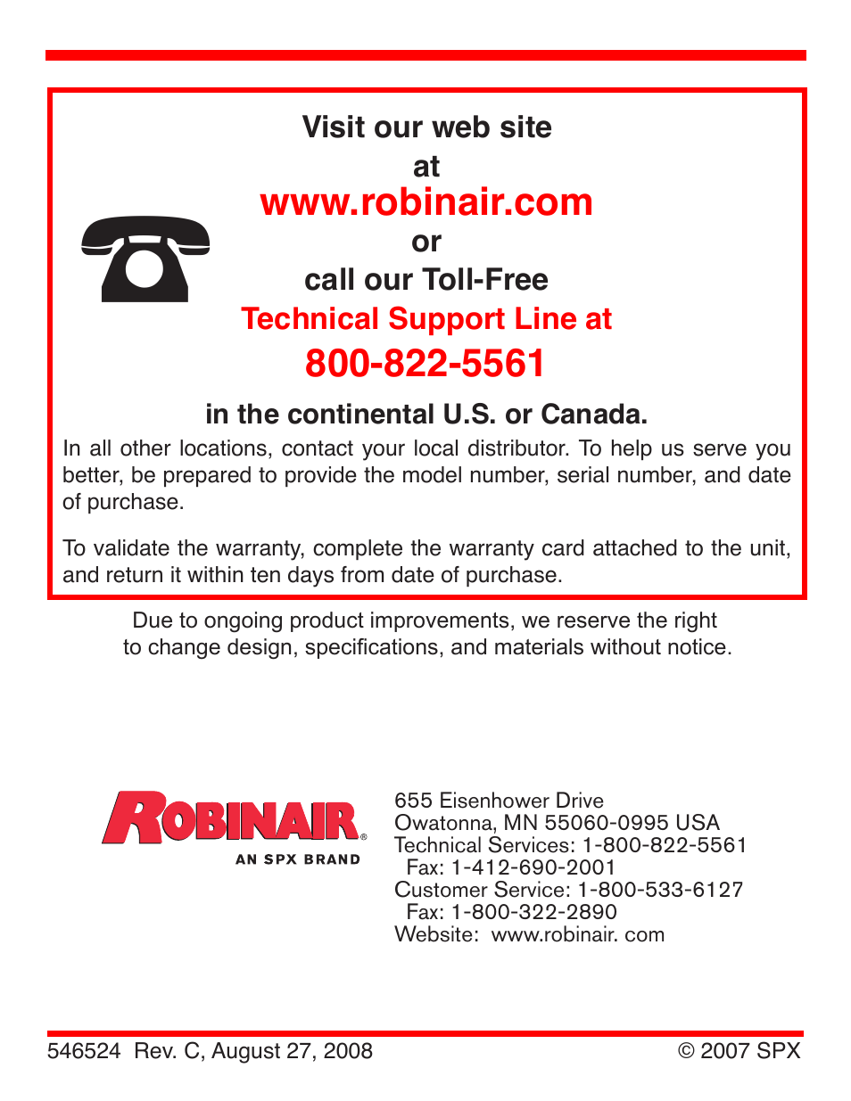 Robinair 16009 DiscovR R134a Refrigerant Identifier User Manual | Page 12 / 12