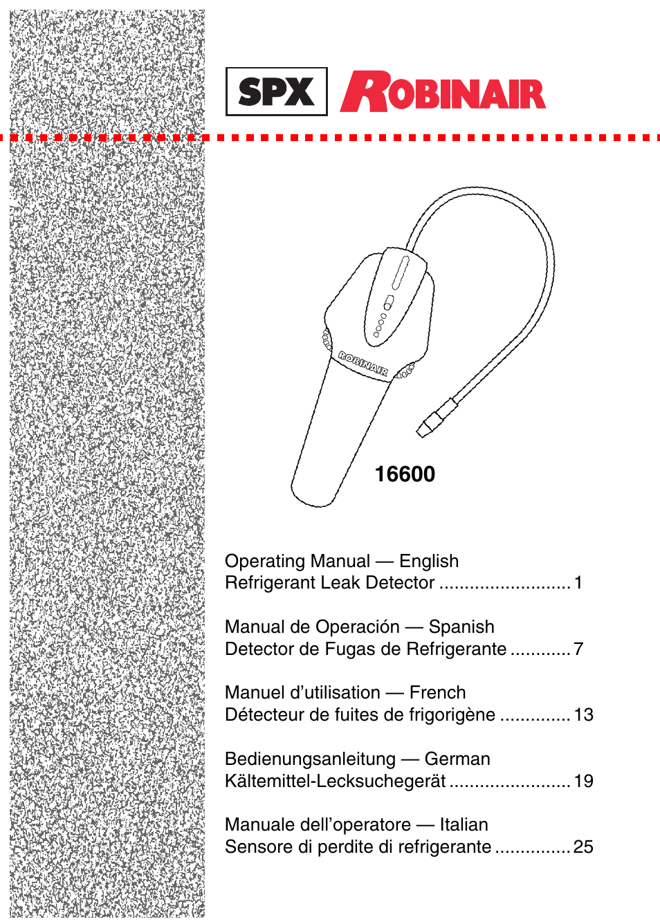 Robinair 16600 Electronic Leak Detector User Manual | 32 pages