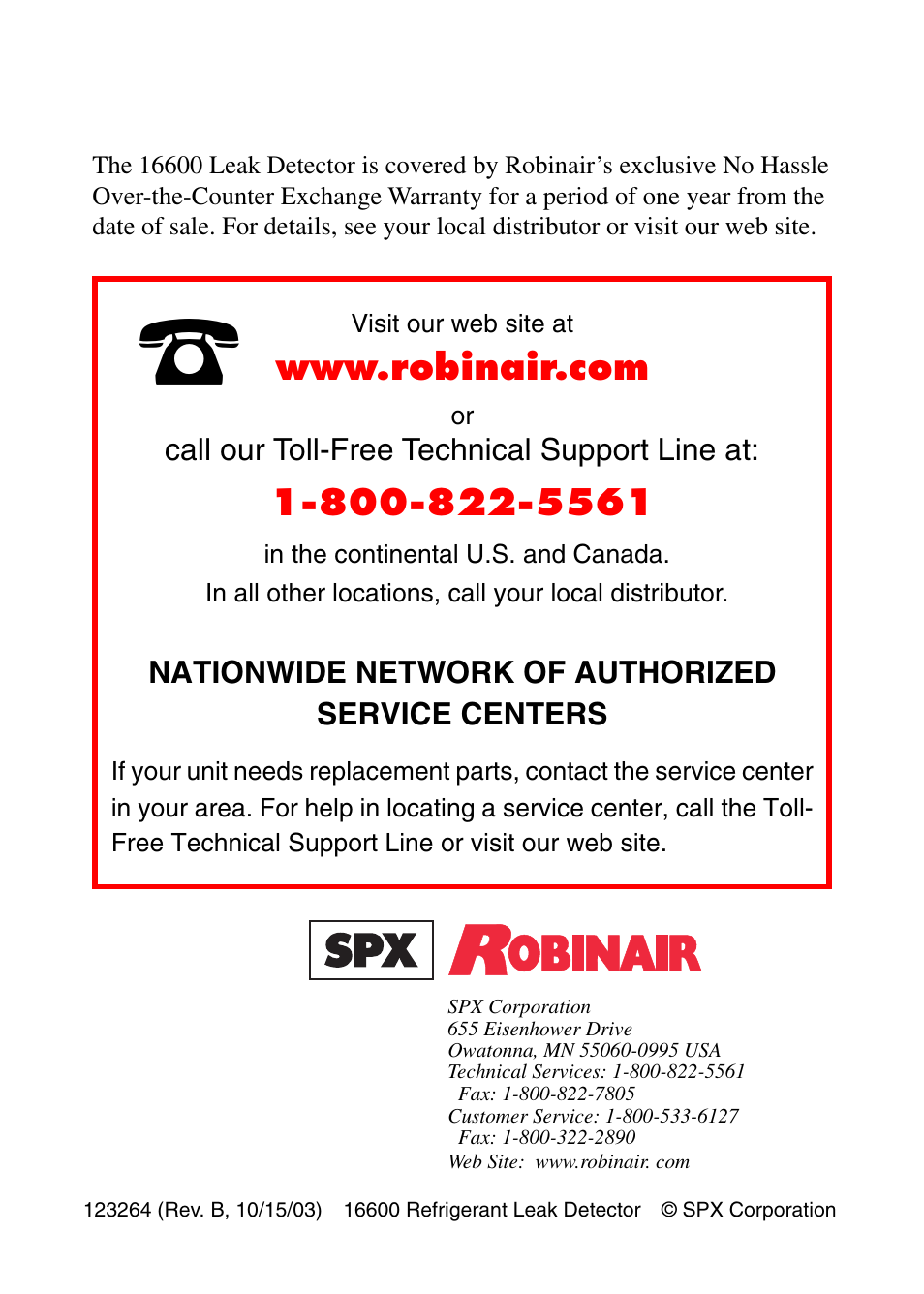 Robinair 16600 Electronic Leak Detector User Manual | Page 32 / 32