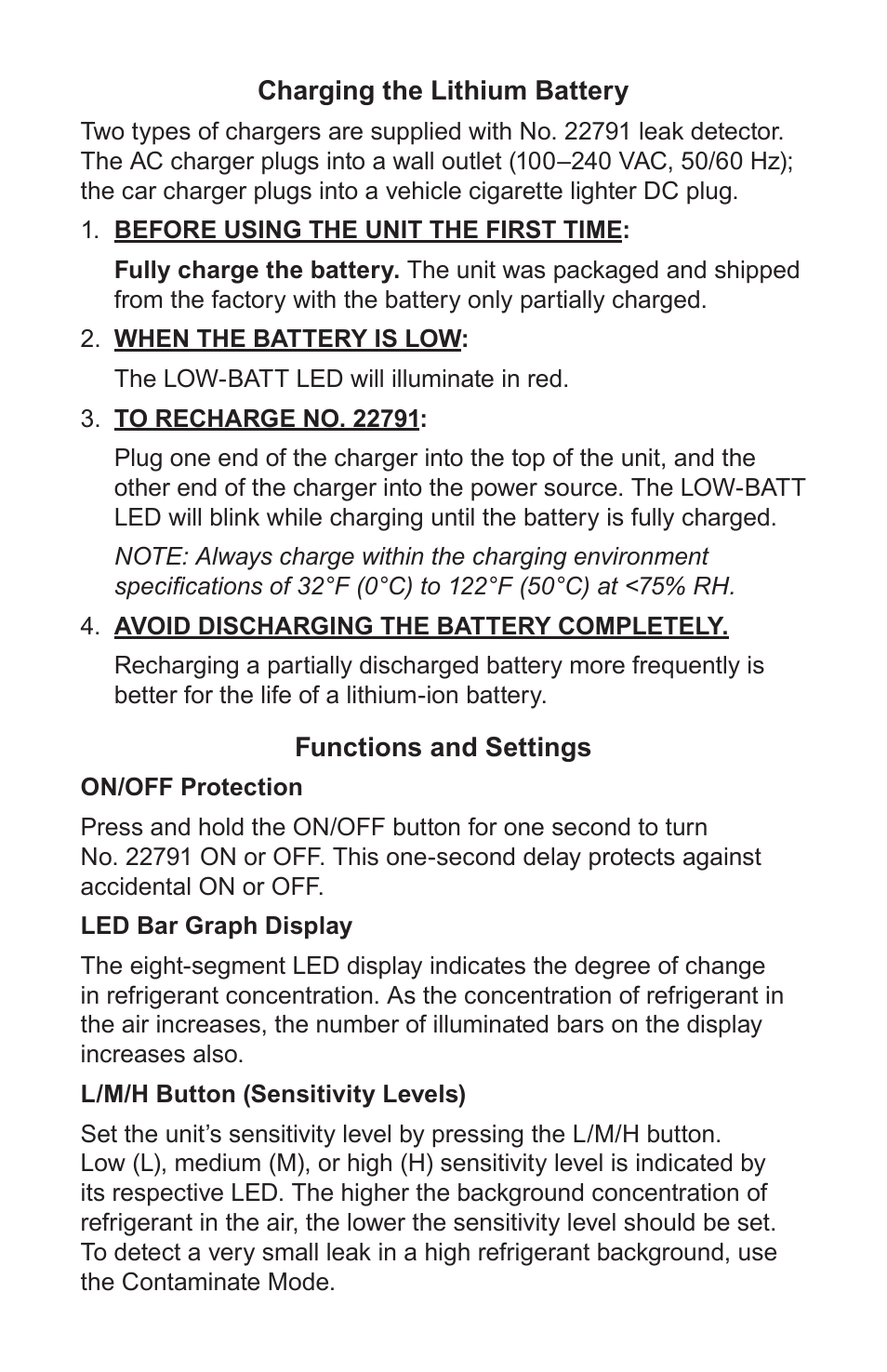 Robinair 22791 Infrared Refrigerant Leak Detector User Manual | Page 4 / 9