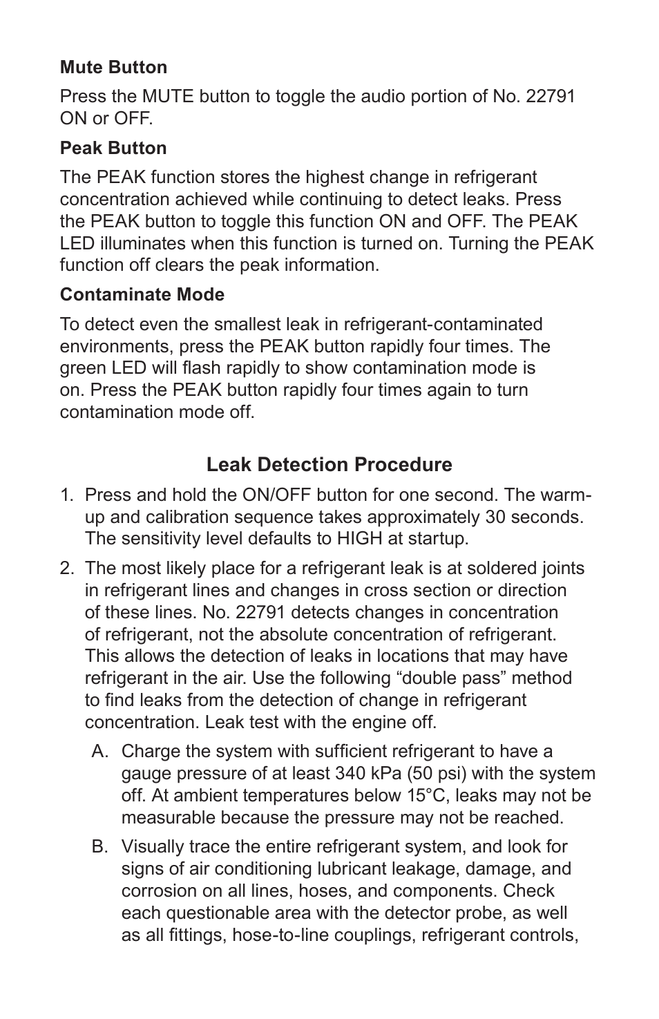 Robinair 22791 Infrared Refrigerant Leak Detector User Manual | Page 5 / 9